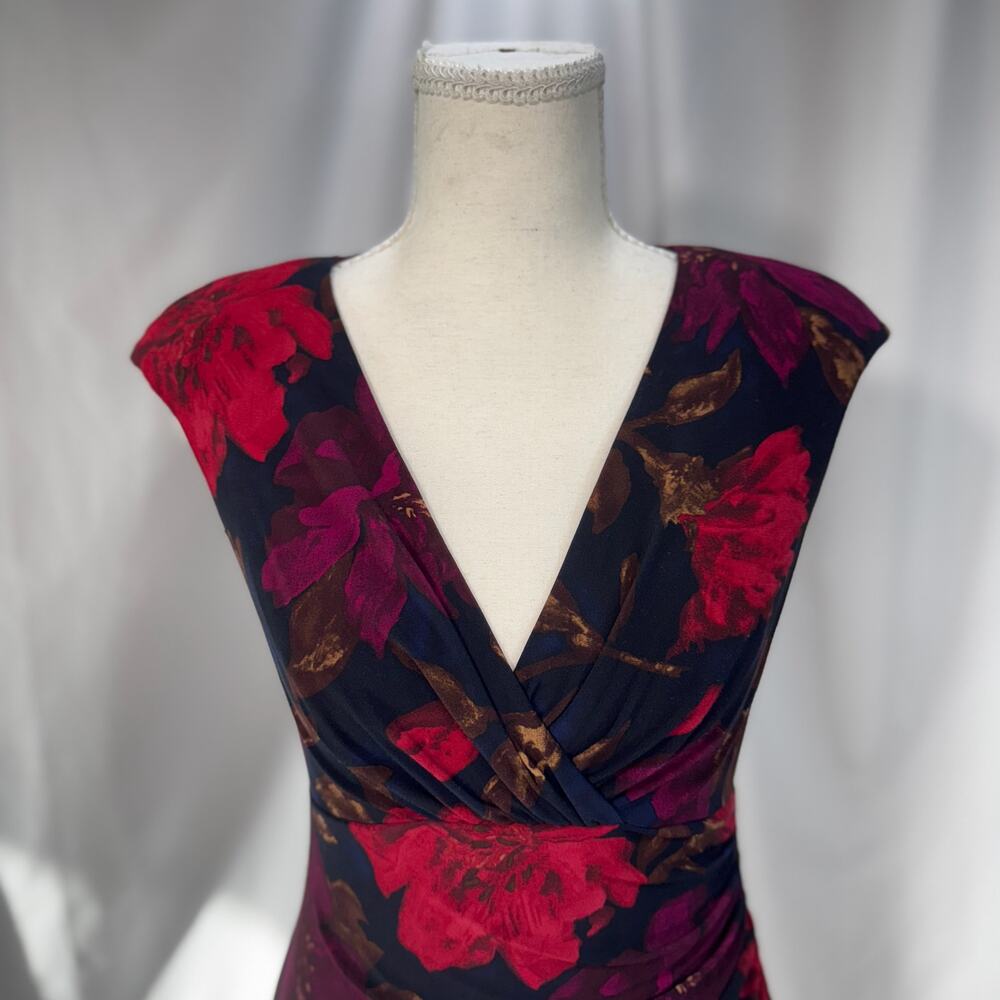 Lauren Ralph Lauren Floral Sheath Dress 2P Petite Event Cocktail Dark Feminine - Picture 6 of 16